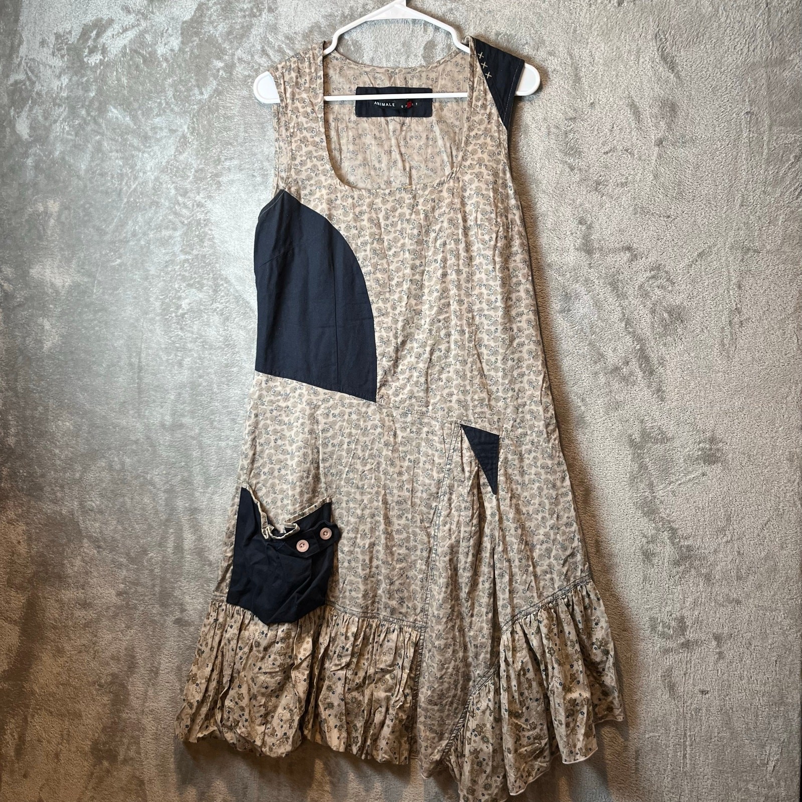 Animale Patchwork Boho Dress Ruffle Cottagecore P… - image 1