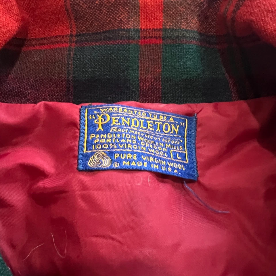 Pendleton EE. UU. Chaqueta de Lana Tartán Roja L Cuadros De Colección Foto 3 de 4