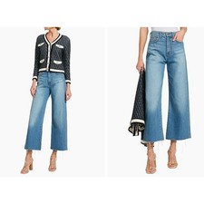 Veronica Beard Taylor Cropped High Rise Wide Enough Said Blue Jeans NWT 298 23