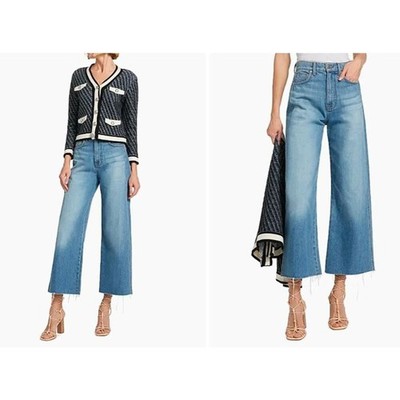 Veronica Beard Taylor Cropped High Rise Wide Enough Said Blue Jeans NWT 298 23