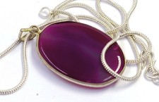52.0 Ct Natural Onyx Bi-Color 925 Silver Pendant Oval Cut Free Silver Chain 6AGL