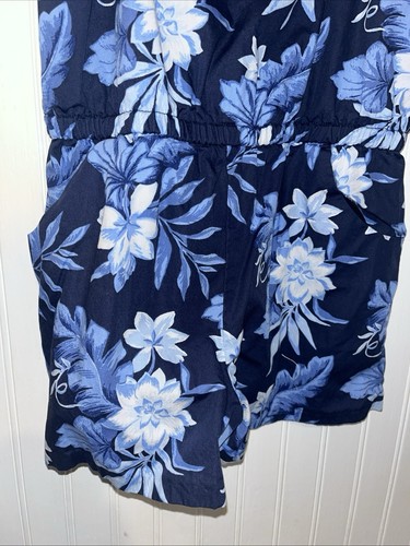 Janie And Jack Shorts Romper Navy Blue Floral Sleeveless EUC Size 8 - Picture 7 of 15