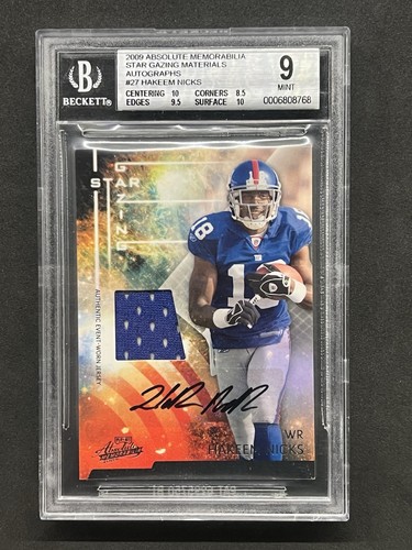 2009 Absolute Memorabilia Star Gazing HAKEEM NICKS Jersey Auto RC #'d 1/25 BGS 9 - 第 1/2 張圖片