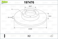 2X Valeo Bremsscheibe 197476 FüR Mercedes Klasse Sports Tourer W246 W242 CLA GLA