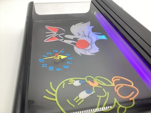 Vintage Looney Tunes Tweety Sylvester Neon Blacklight Clock Gemini USA Nuon HTF - Picture 15 of 21