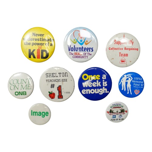 Vintage 1980s Pinback Button Lot Washington Shelton Mushroom Festival 9 pieces