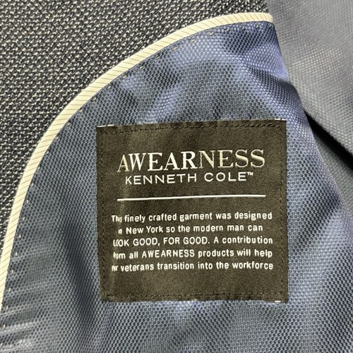 Kenneth Cole Blazer Mens 44L Blue Awareness Wool Blend Sports Coat Suit Jacket - Picture 14 of 18