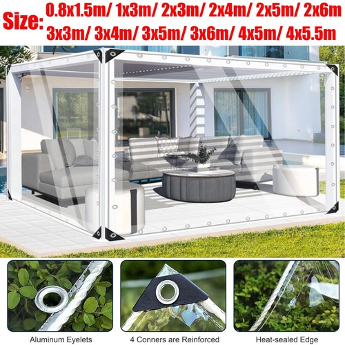 Heavy Duty Clear PVC Tarp Transparent Tarpaulin Waterproof Cover With Grommets - Bild 1 von 159