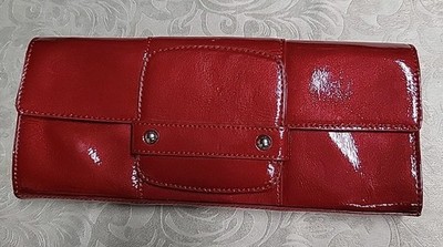 Alfani Women's Clutch Wristlet Strap Red Burgundy Patent Leather Holiday Style 
