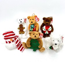 Ty Jingle Beanies 2005 Lot Set of 6 Christmas Holiday Ornament Plush W/tag Mint