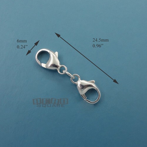 925 Sterling Silver Double Lobster Claw Clasp Connector / Extender [Choose Size] - Picture 5 of 12