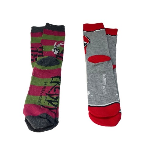 Set of 2 HORROR Freddy Krueger & Jason Voorhees Casual Crew Socks Men’s 8-12 NEW - Picture 3 of 3