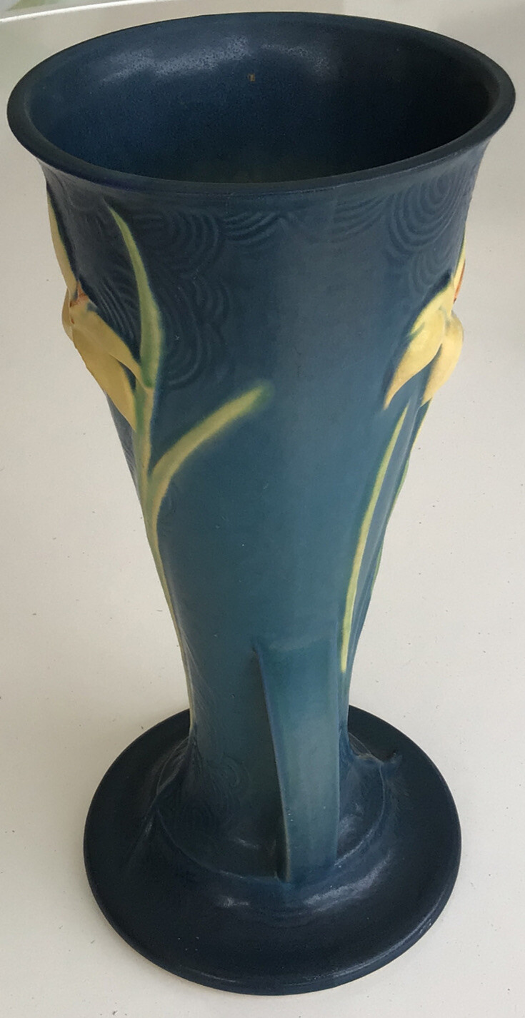 Roseville Blue Zephyr Lily Vase 13912 Flower Pottery Tall 12” eBay