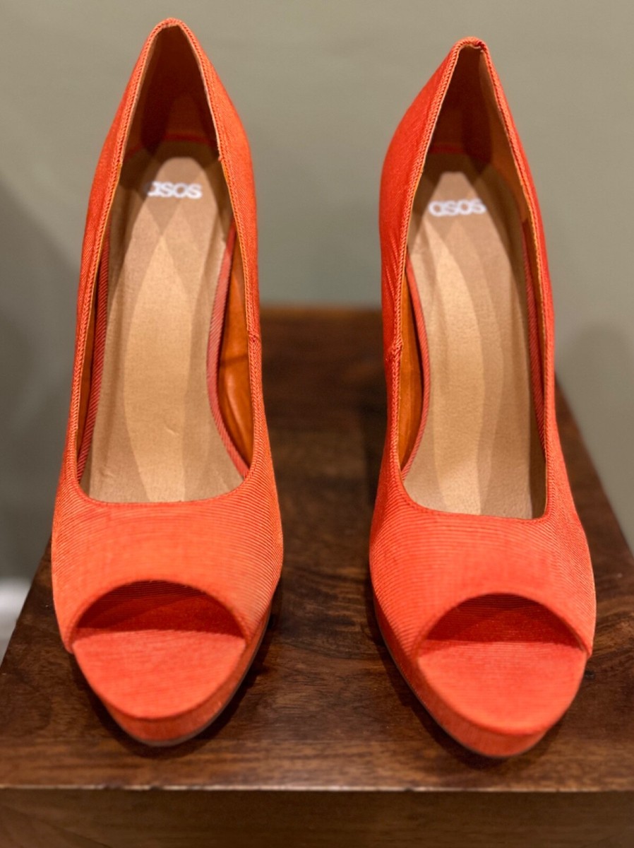 Wide Fit Orange Block Heel Boots Platform Asos Orange Heels