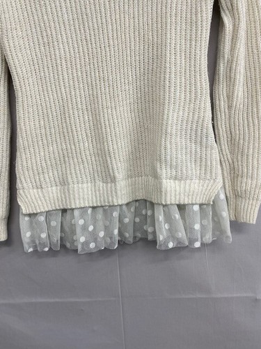 Epic Threads Girls Sweater White Polka Dot Lace Peplum Glittery Threads Size XL - Picture 6 of 8