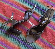 Vintage Manor-Bourne For I. Magnin Italian Black Heels. Satin. 7 1/2 Narrow.