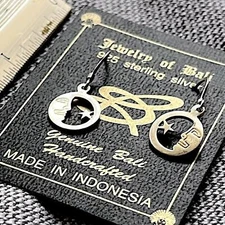 Vintage-New Handcrafted 925 Sterling Silver Moon&Star Earrings - Jewelry of Bali
