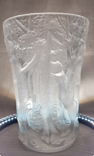 Josef Inwald Grand Vase verre givré barolac Czech art deco foret