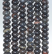 8X5MM BLACK AGATE GEMSTONE RONDELLE LOOSE BEADS 16"