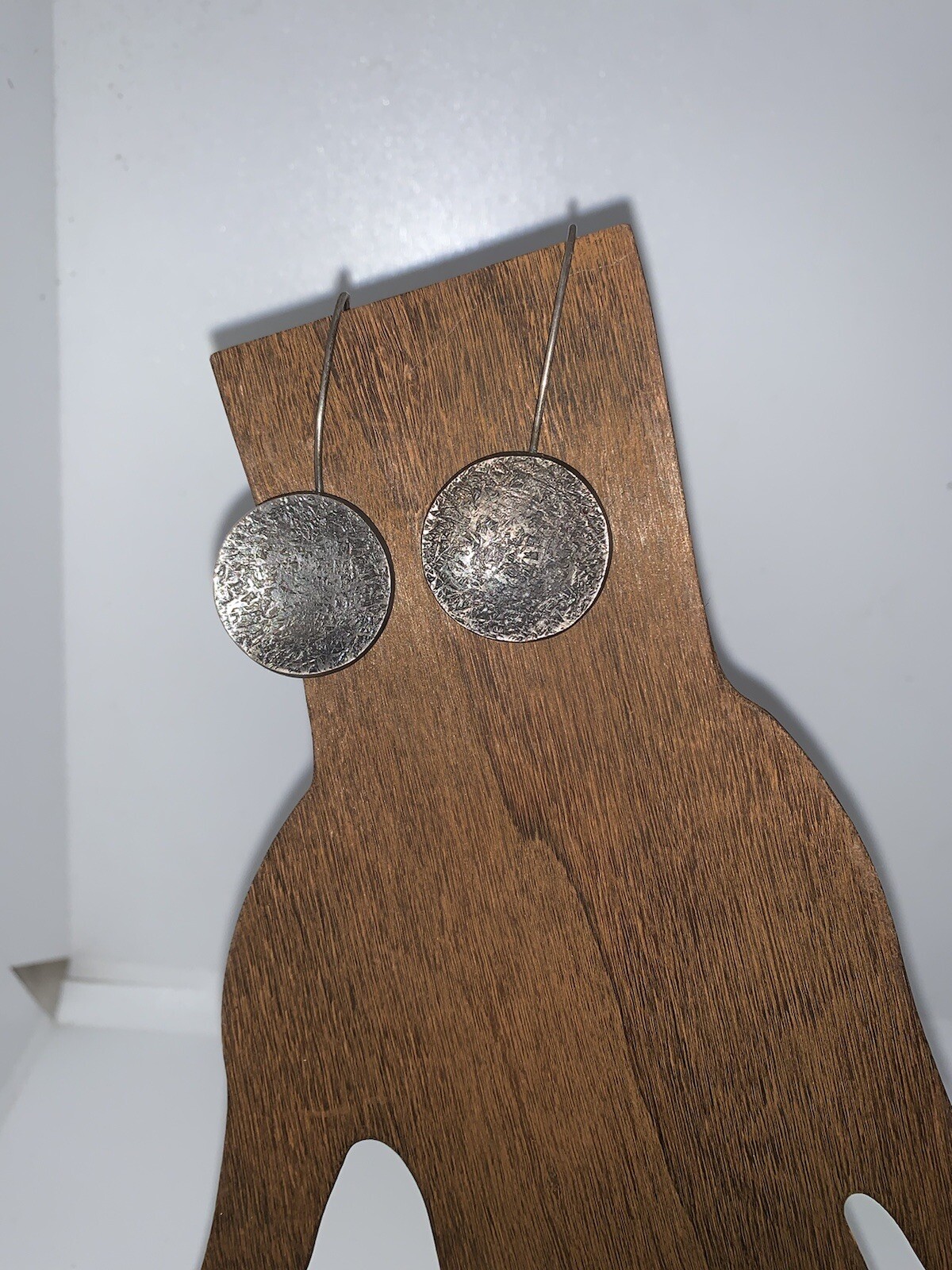 Solid Silver Drop Earrings ~heavy coin medallion~… - image 1