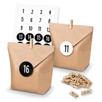 Itenga Adventskalender 24X TüTen Sticker Zahlen Schlicht 1 Bis 24 Schwarz Weiß