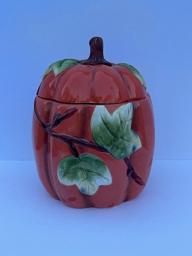 Vintage RICH TALENT Hand Painted Fall Cookie Jar + Water Pitcher Autumn Pumpkin - Picture 3 of 9