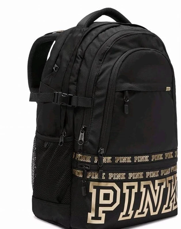 Mochila Colegial Victoria Secret Rosa 17"" Bolsillo para Laptop Varios Colores Nueva Foto 3 de 4