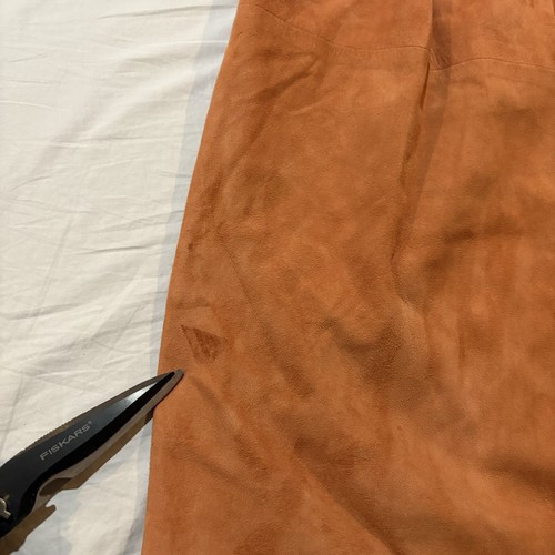Vintage Fendi Suede Skirt Burnt Orange Leather Mid Sz 12 READ - Picture 7 of 17