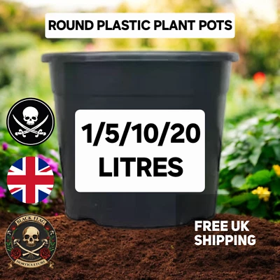 BLACK FLAG HORTICULTURE Plant Pots Round Plastic Hydroponics Gardening Plants Flowers 1L/5L/10L/20L