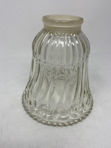 Clear Ribbed Swirl Button Glass Lamp Ceiling Fan Light Shade 2" Fitter 6" Tall - Picture 3 of 8