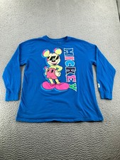 Disney NEFF Mickey Mouse Shirt Adult 2XL Blue Retro Graphic Long Sleeve Tee