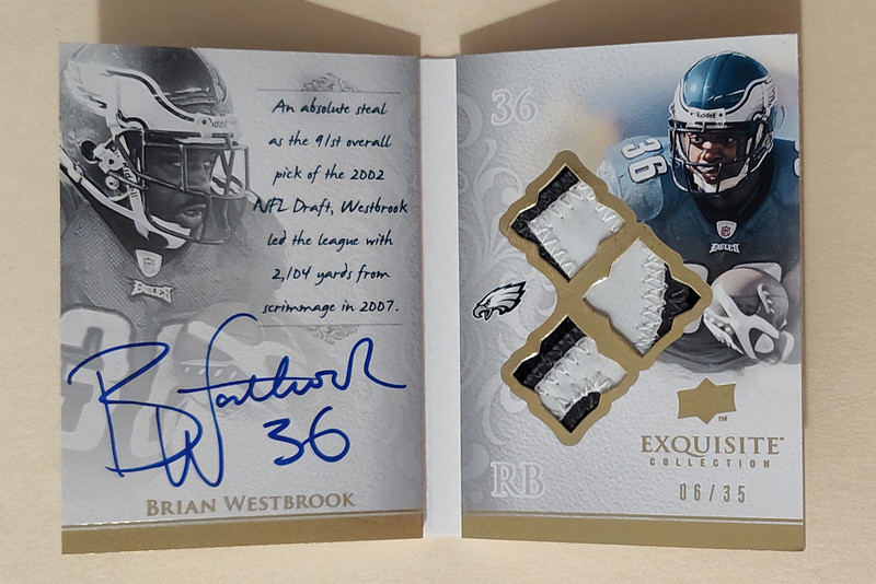 2009 Exquisite Auto-Biography Game-Used Patch Gold Brian Westbrook /35 Eagles