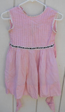 VINTAGE 1960's GIRLS SZ 5-6 PINK PLEATED NO-SLEEVE DRESS COTTON NO LAB