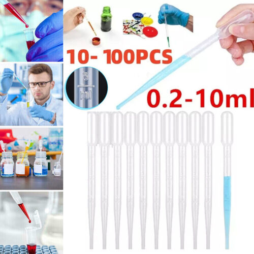 0.2-10ml Plastic Pipettes Eye Dropper Disposable Graduated Transfer Liquid Drop - Picture 3 of 23