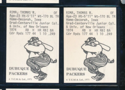 Lot (2) 1975 TCMA #6 Fay Thompson Dubuque Packers Player Lot (GN38