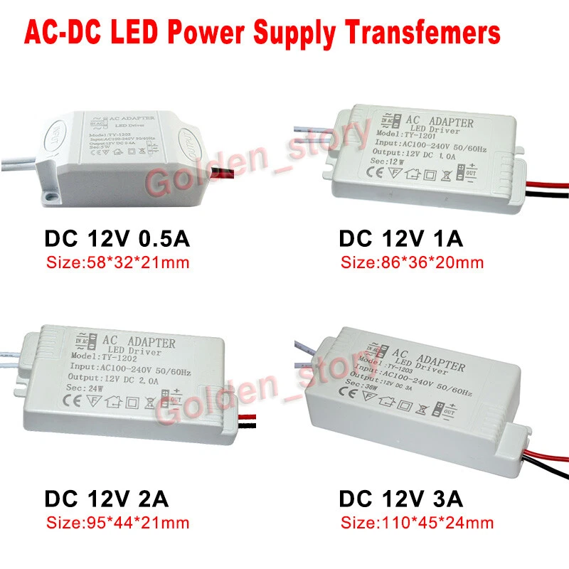 LED Strip Light Driver Adapter AC 110V 220V 230 To DC 12V Power Supply  Converter