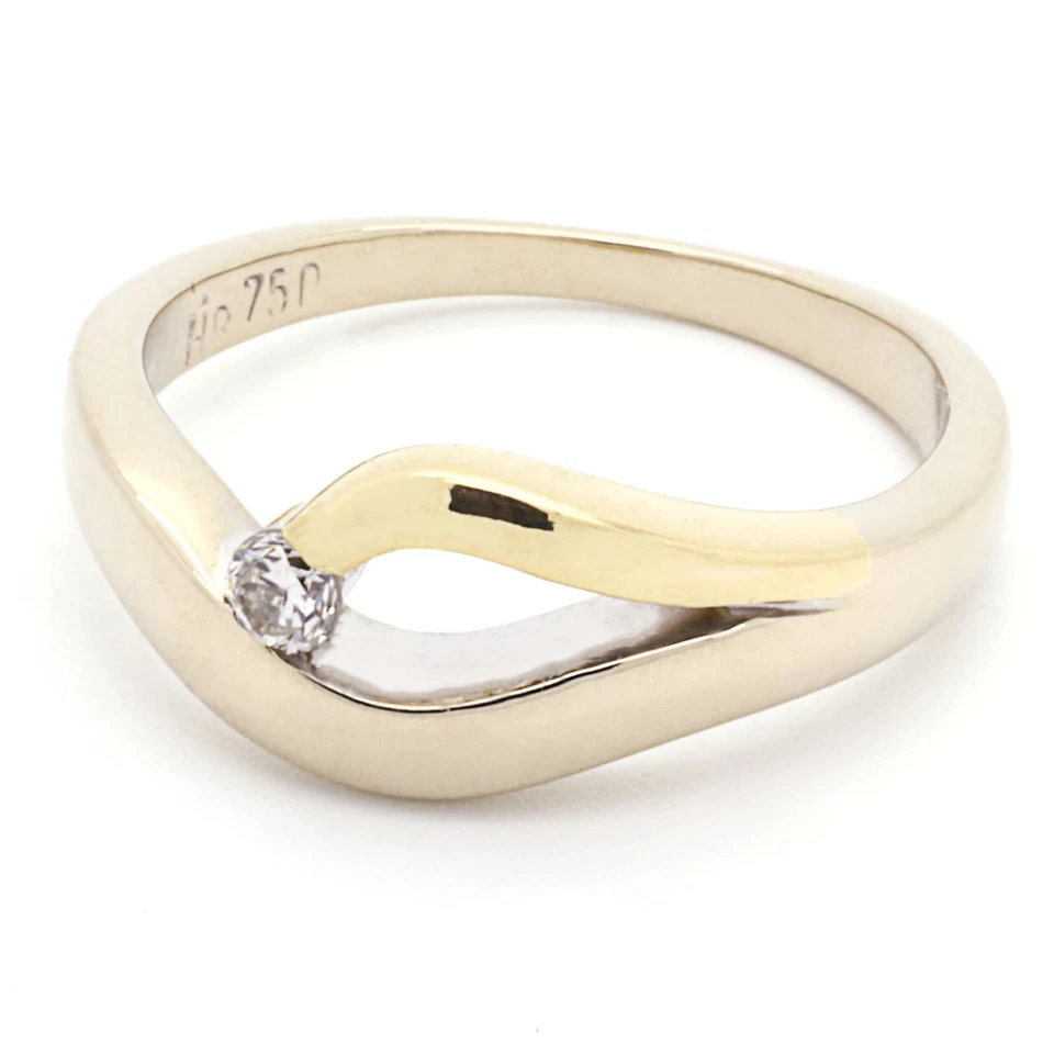 Ring 750 Gelb & Weißgold mit Diamant - Bild 3 von 4