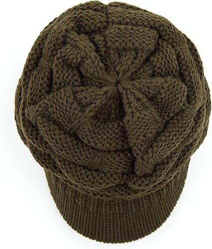 Gorro visera C.C con ala acanalada tejido cálido desordenado pan alto gorra gorro VISERA CC - Imagen 32 de 41