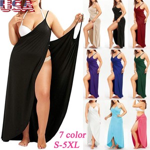 Swimwear-Cover-Up-Women-Plus-Size-Bathing-Suit-Bikini-Beach-Sarong-Wrap-Dress-US