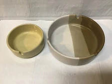 Lot of 2 Vintage Ceramic Ashtrays: Round Multicolored 4.75" & Round Yellow 3"