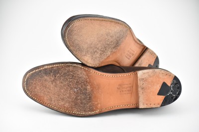 Alden 00064 Straight Tip Blucher is built on the Snap last. The model has a brown Suede leather upper with a single leather outsole.
