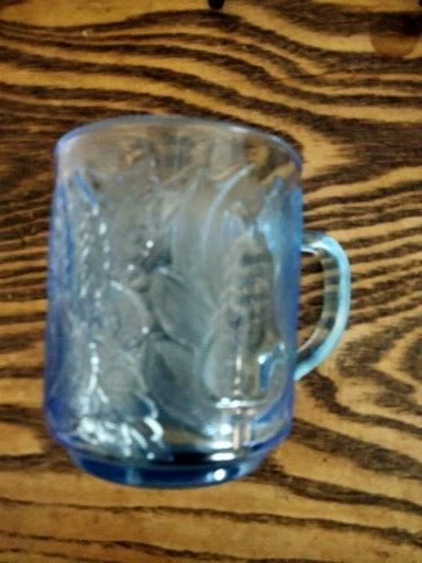 Hermoso Juego de 6 tazas de café vintage KIG Indonesia en relieve. Azul hielo. Foto 4 de 4