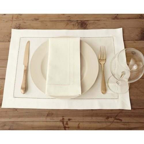 Solino Home Cotton Linen Hemstitch Dinner Napkins 20" for Summer Dining Set of 4 - Picture 14 of 99