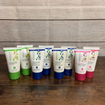 Andalou Naturals Lot Travel Size Shampoo Conditioner Shower Gel Lotion 8x 1.7oz