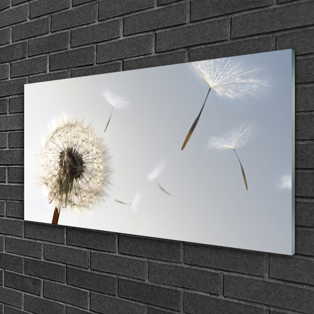 Décoration murale fleurie 100x50 : Tableau en verre Pissenlit