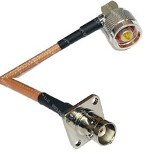 RG400 N MALE ANGLE to BNC Flange Female RF Cable FAST-SHIP LOT
