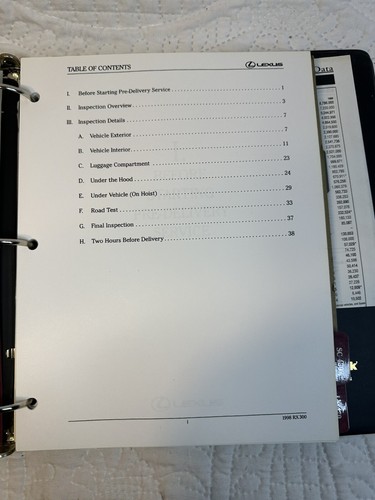 Pre delivery Service Manuals Lexus Es300 Gs430/300 Is300 Ls430 Rx300 Sc430 Lx470 - Picture 7 of 11
