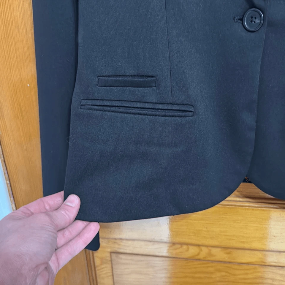 Chaqueta Blazer Merona Negra Tela Suave Mujer’s Extra Pequeña Foto 3 de 4