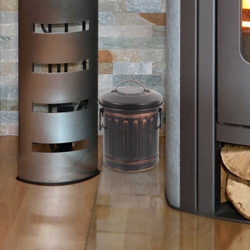 Hot Ash Bucket Fire with Lid Fireplace Practical Storage Cleaning Fireplaces - Picture 6 of 12