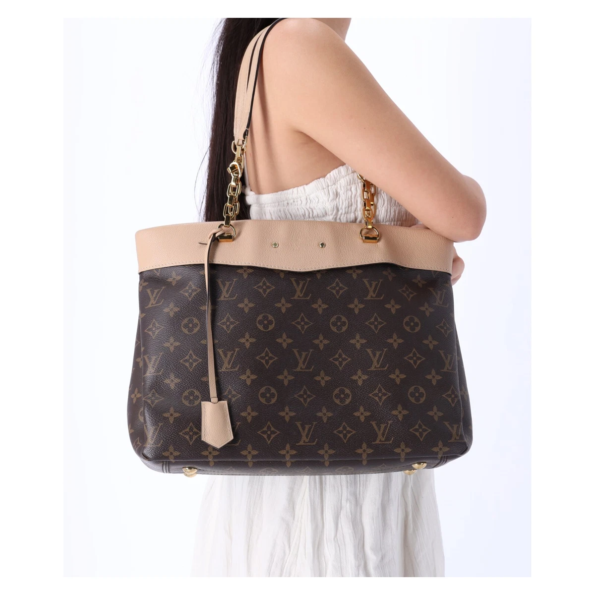 Louis Vuitton Pallas Shopper Chain Shoulder Bag M41580 Brown Monogram Dune